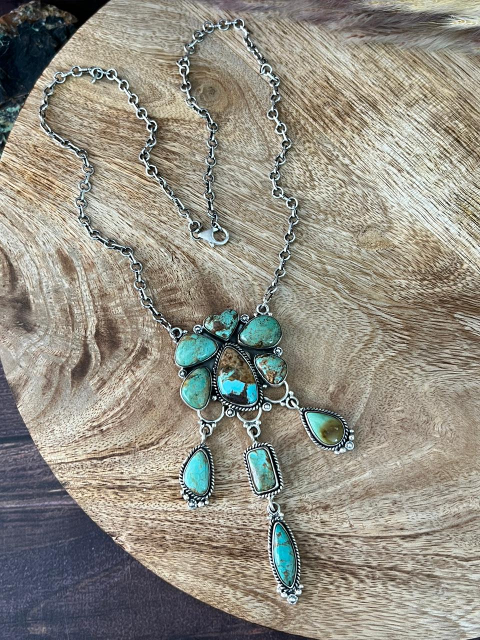 Handmade Sterling Silver Baja Turquoise Collection: Necklace "Signed Nizhoni"