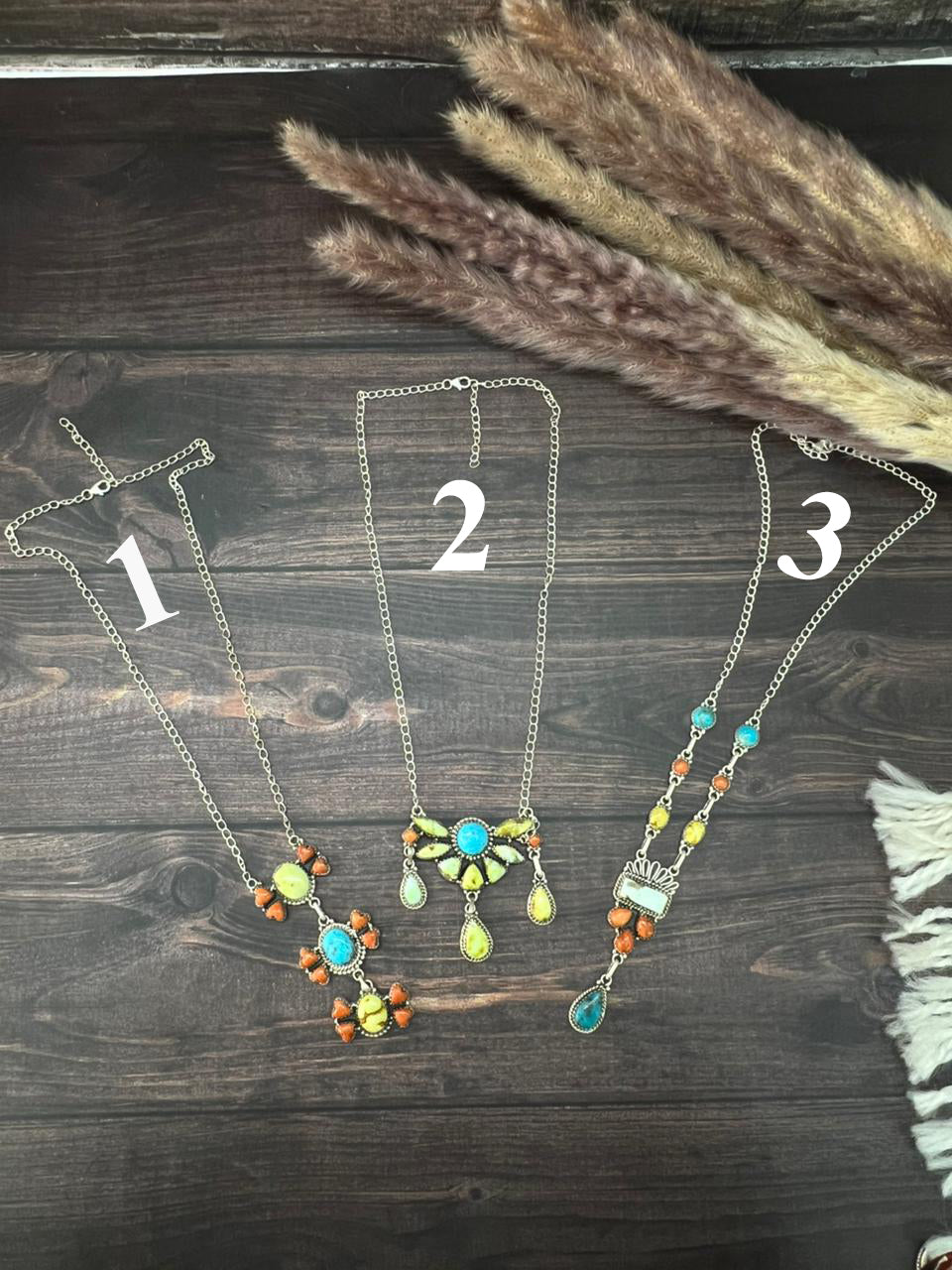 Handmade Sterling Silver Multi Stone Collection: Palomino with Orange Mojave and Arizona Blue Turquoise Necklace "Signed Nizhoni"