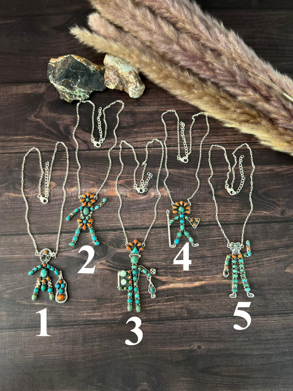 Handmade Sterling Silver Paloma with Kingman Turquoise and Orange Mojave Necklace "Signed Nizhoni"