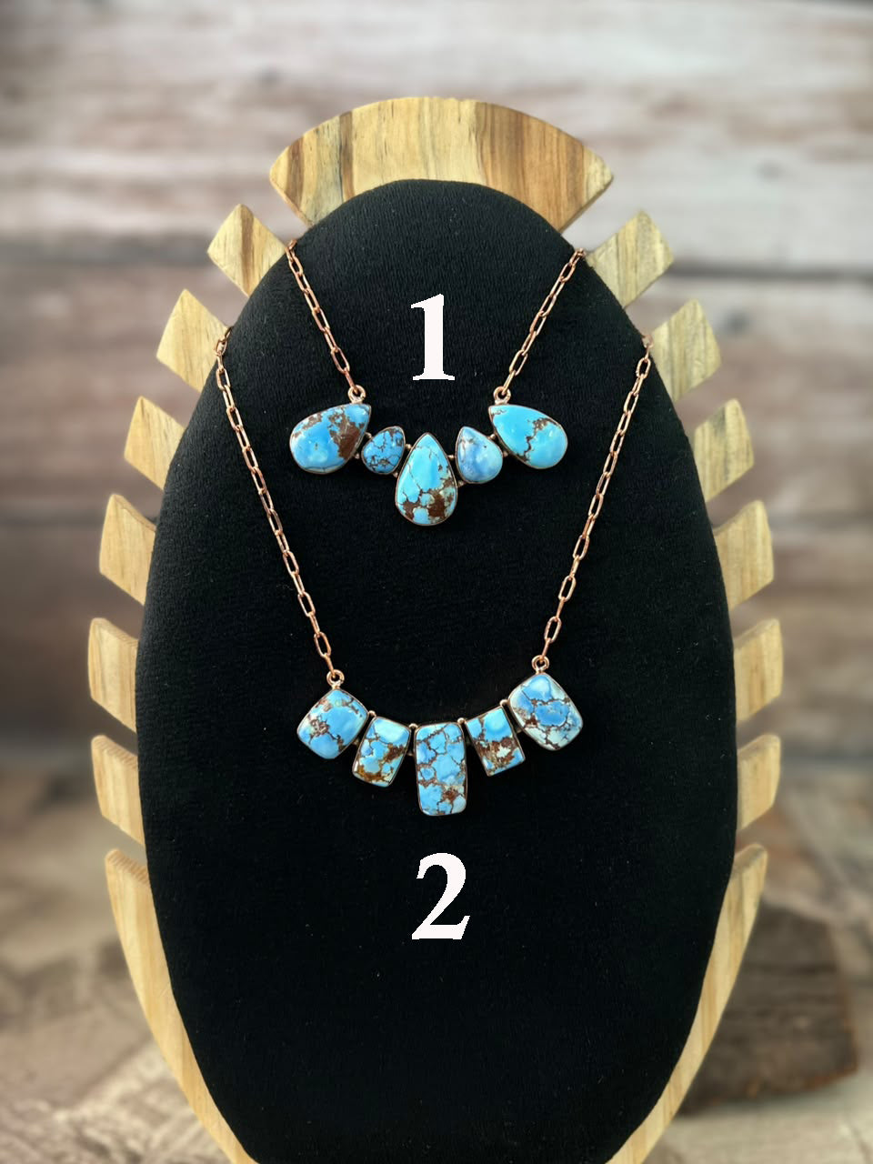 Handmade Golden Hills Turquoise Copper Collection: Necklace Signed Nizhoni