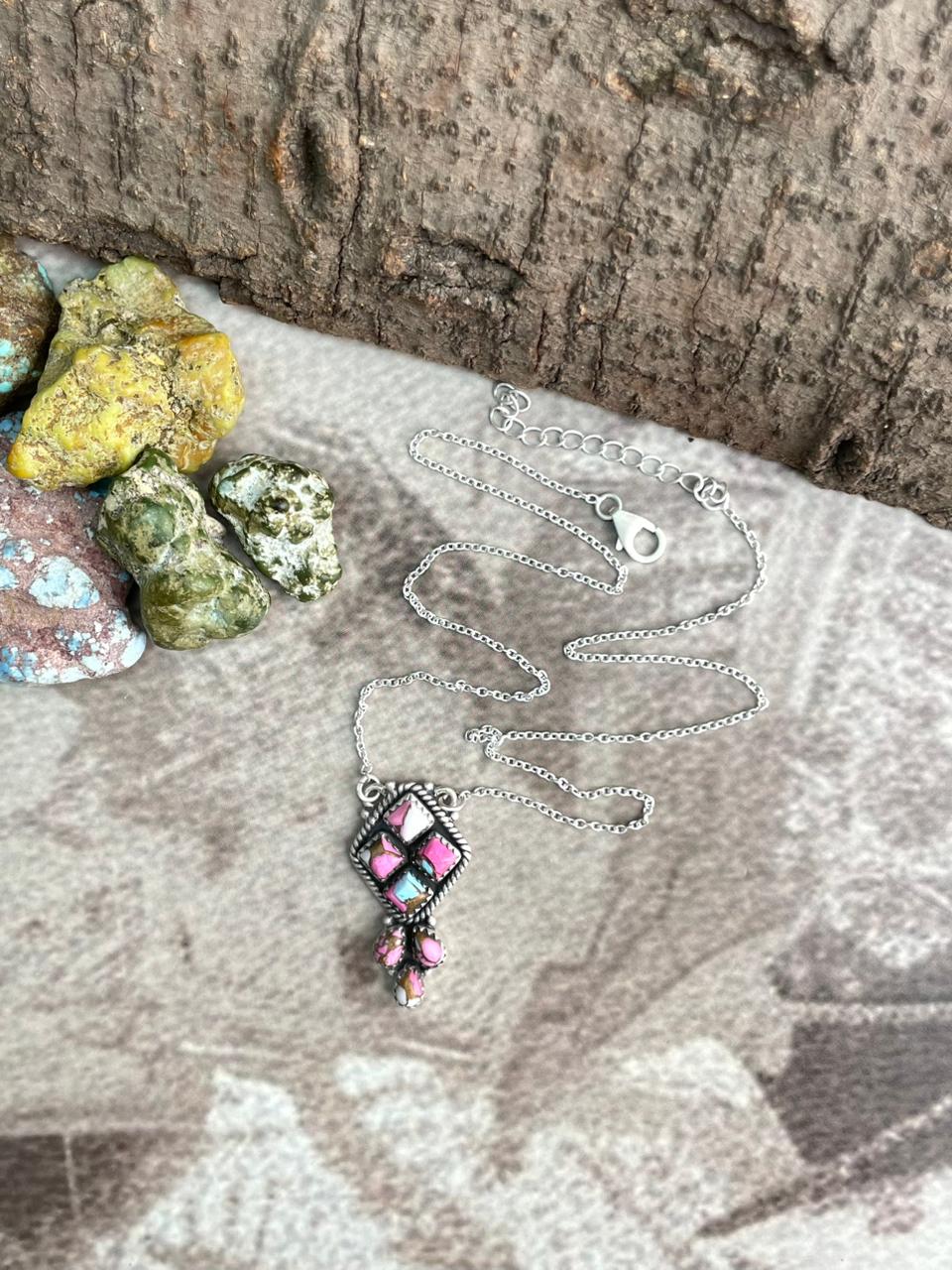 Handmade Sterling Silver Cotton Candy Necklace "Signed Nizhoni"