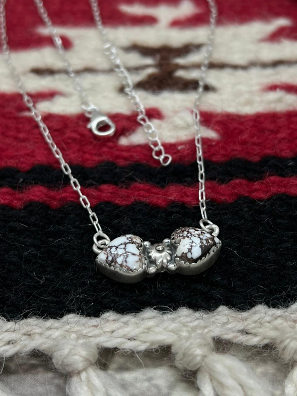 Handmade Sterling Silver Wild Horse Magnesite Necklace "Signed Nizhoni"