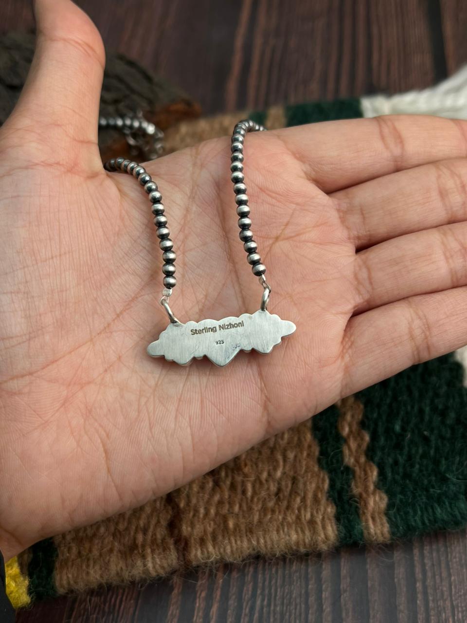 "Heart Collection" Handmade Sterling Silver Beaded Cotton Candy Necklace "Signed Nizhoni"