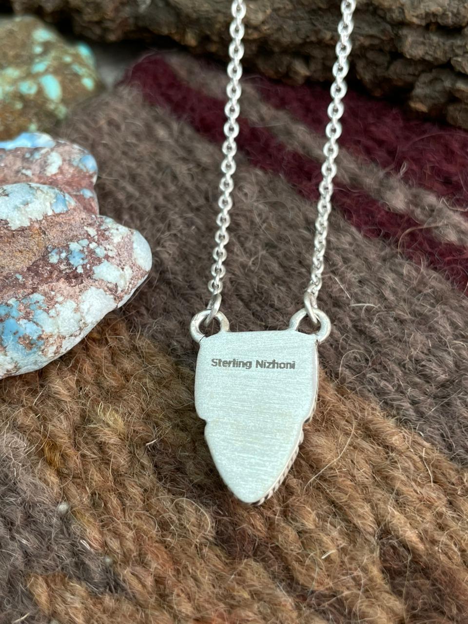 Handmade Sterling Silver Golden Hills Turquoise Necklace "Signed Nizhoni"