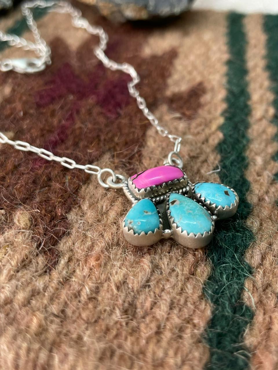 Handmade Sterling Silver Cotton Candy Necklace "Signed Nizhoni"