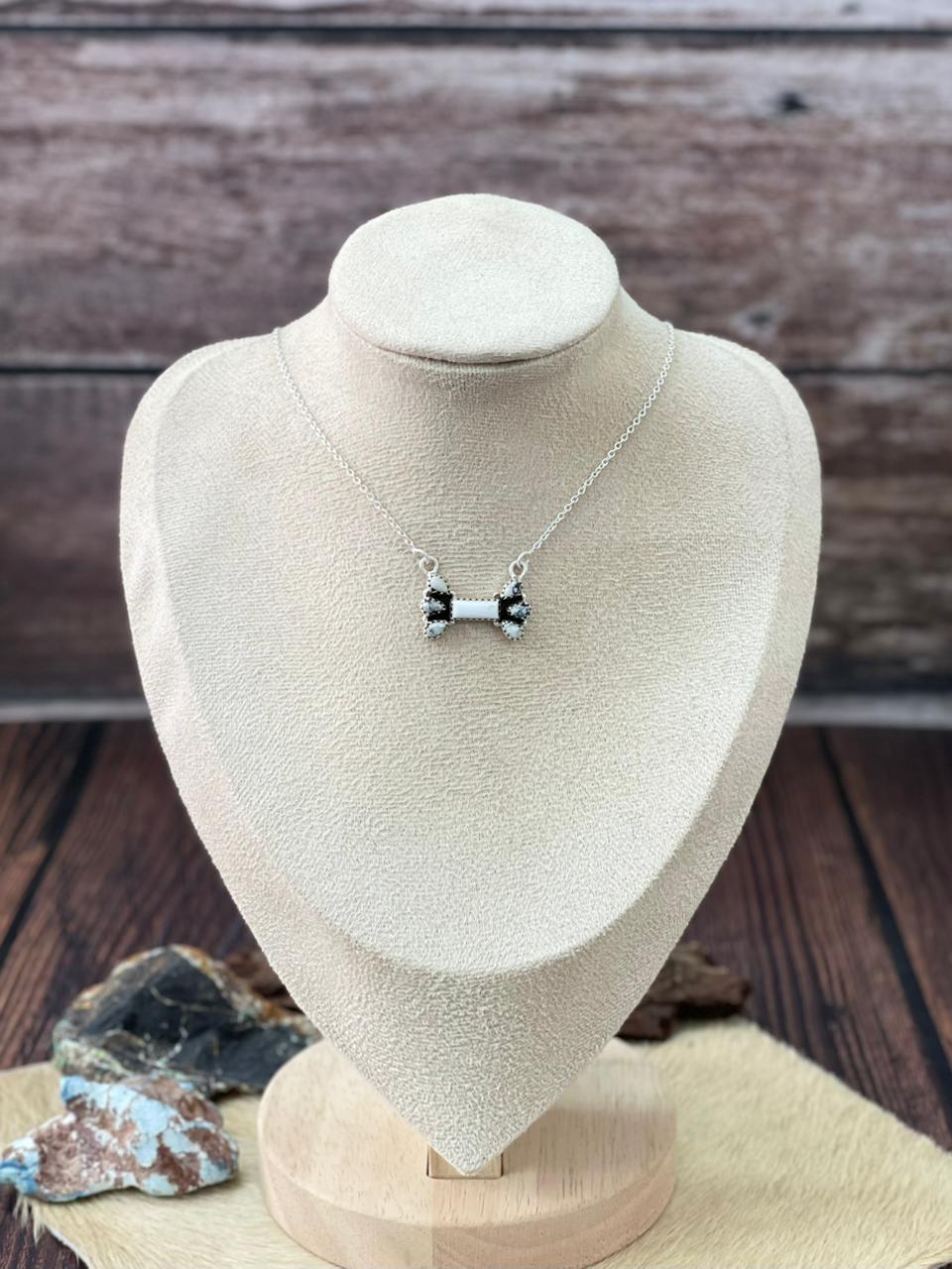 Handmade Sterling Silver White Buffalo Necklace "Signed Nizhoni"