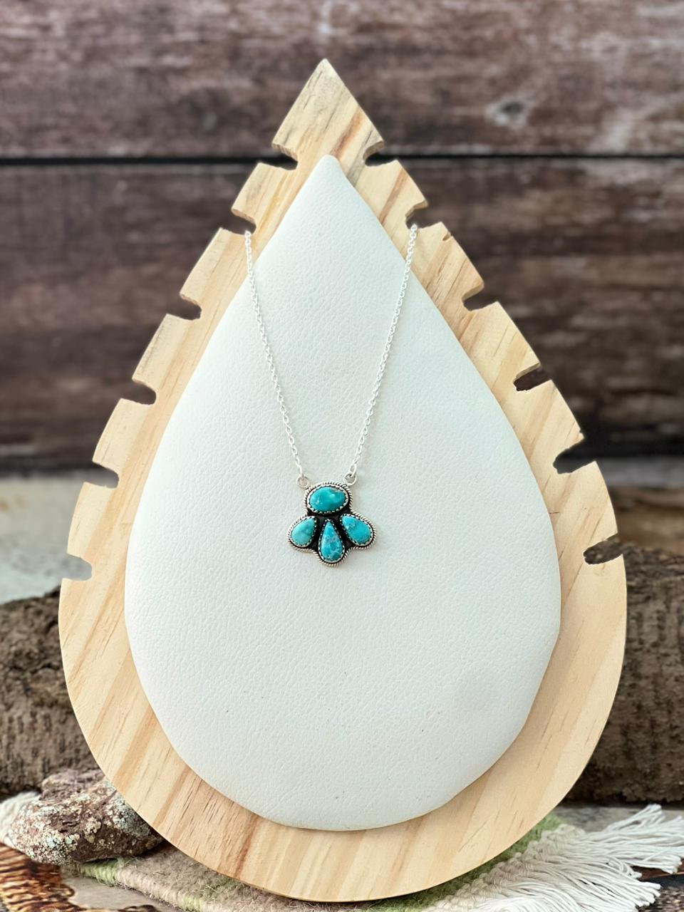 Handmade Sterling Silver White Water Turquoise Necklace "Signed Nizhoni"