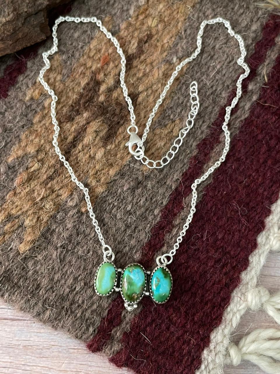 Handmade Sterling Silver Sonoran Mountain Turquoise Necklace "Signed Nizhoni"