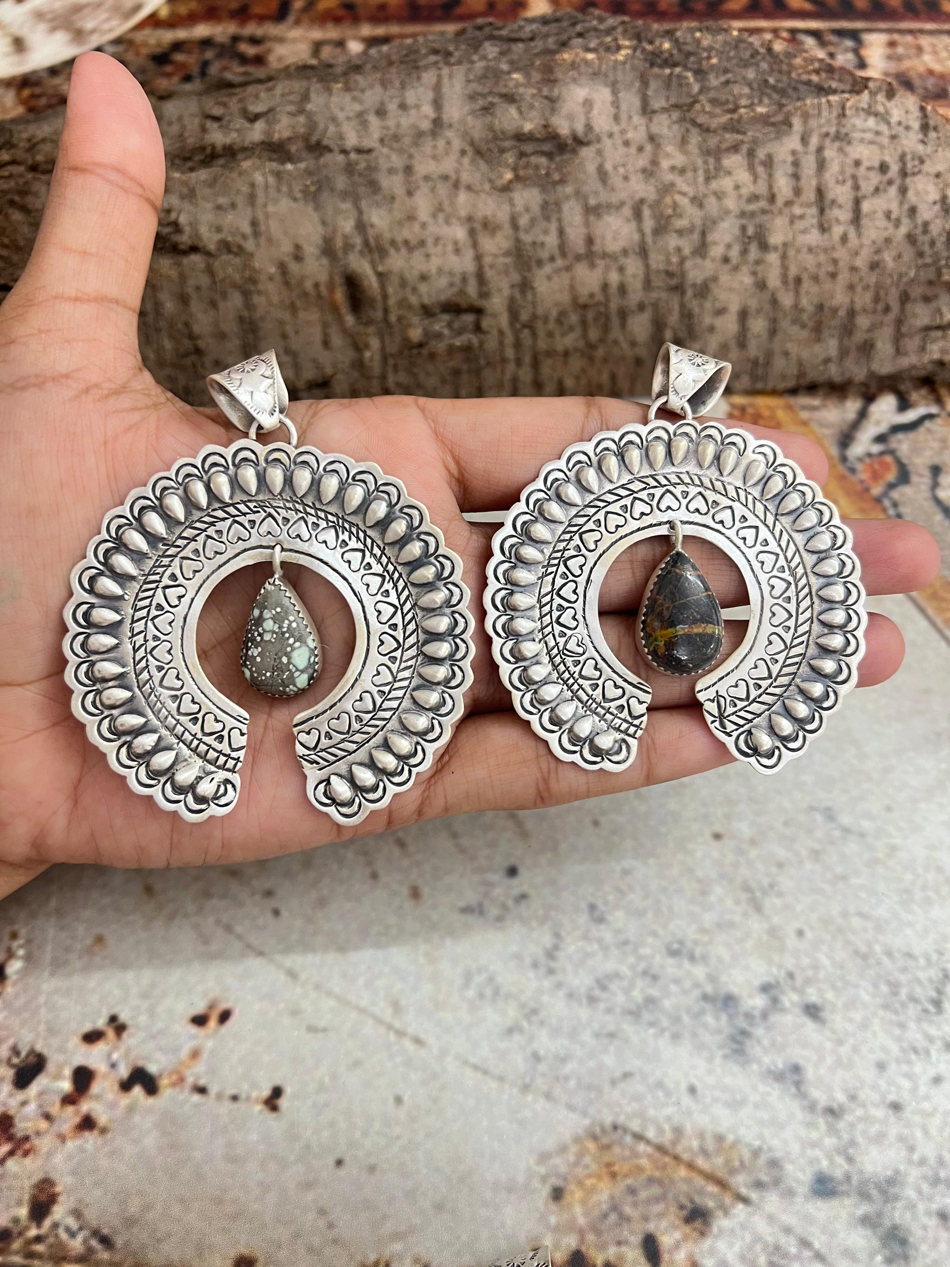 Handmade Sterling Silver Multi Stone Pendant with Signed Nizhoni