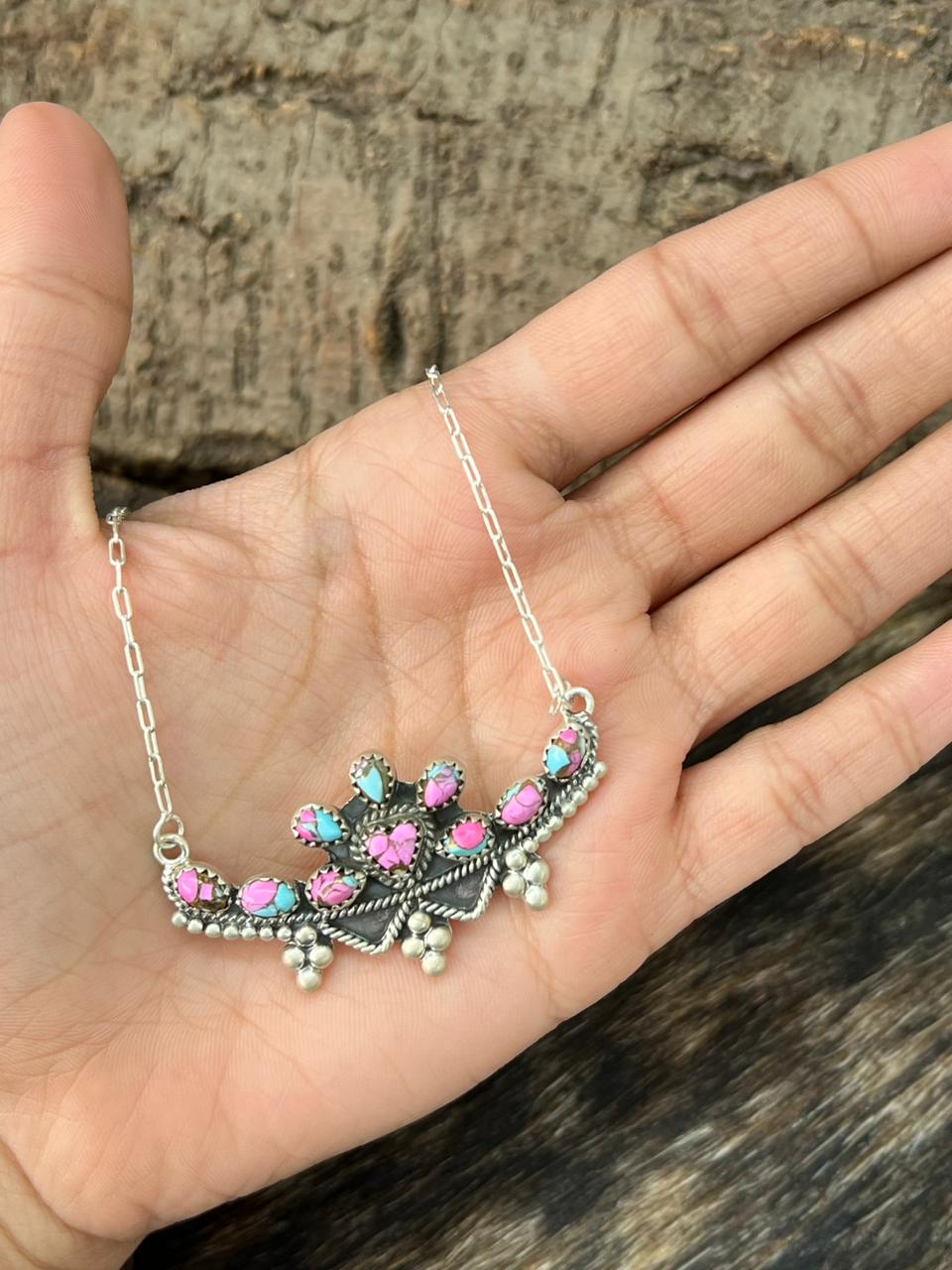 Handmade Sterling Silver Cotton Candy Necklace "Signed Nizhoni"