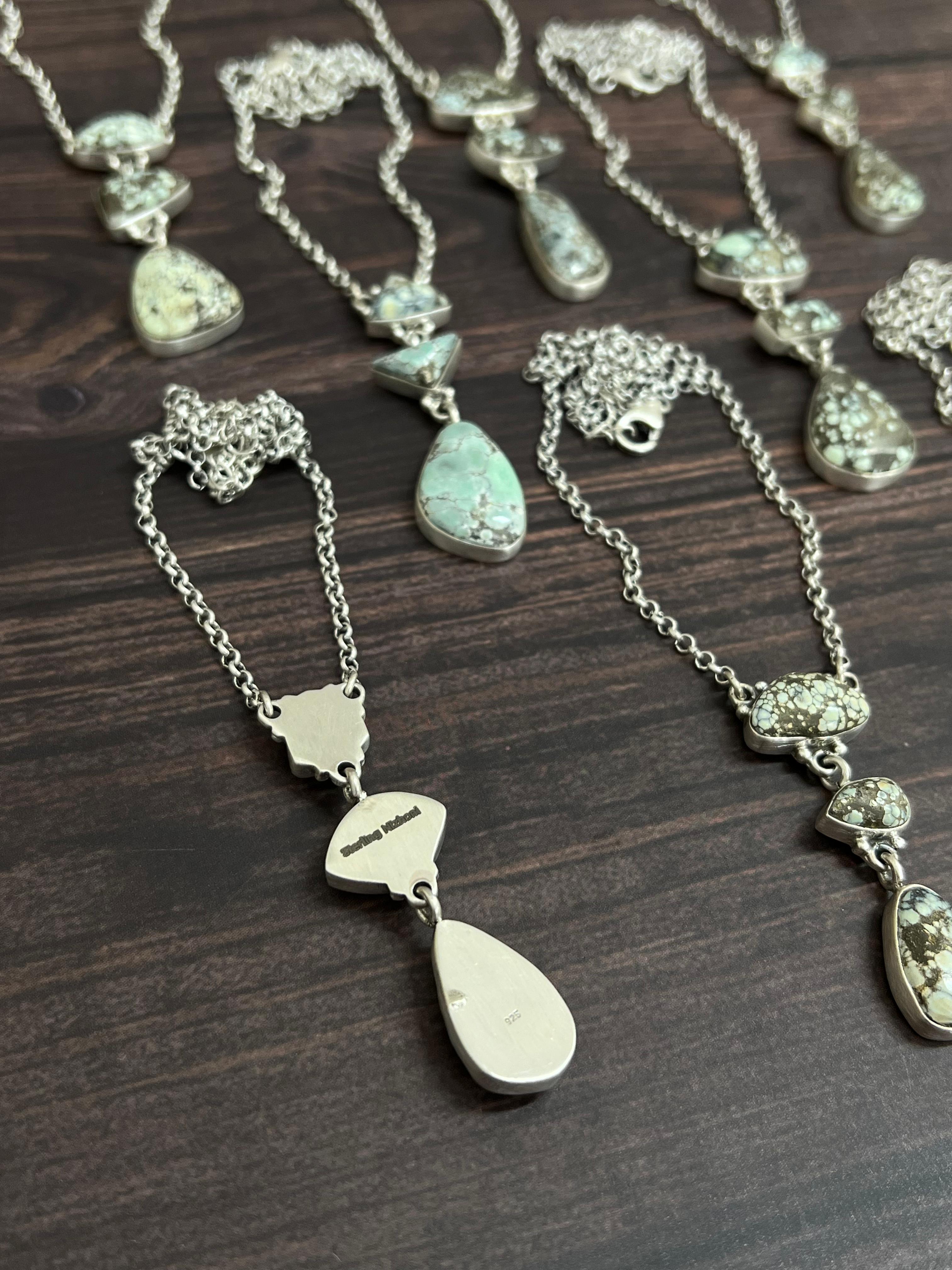 Handmade Sterling Silver Starfox Variscite Necklace Signed Nizhoni