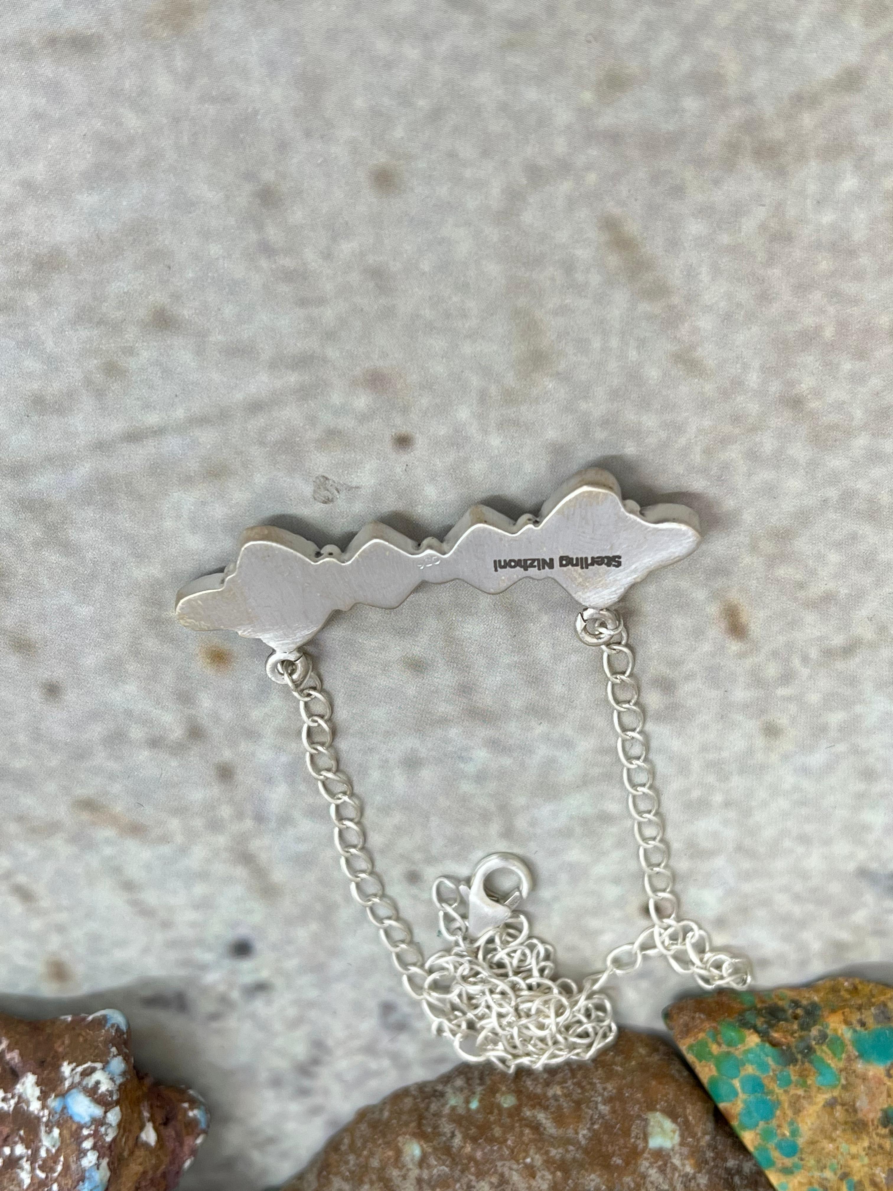 Handmade Sterling Silver Grape Dahlia Necklace with Signed Nizhoni