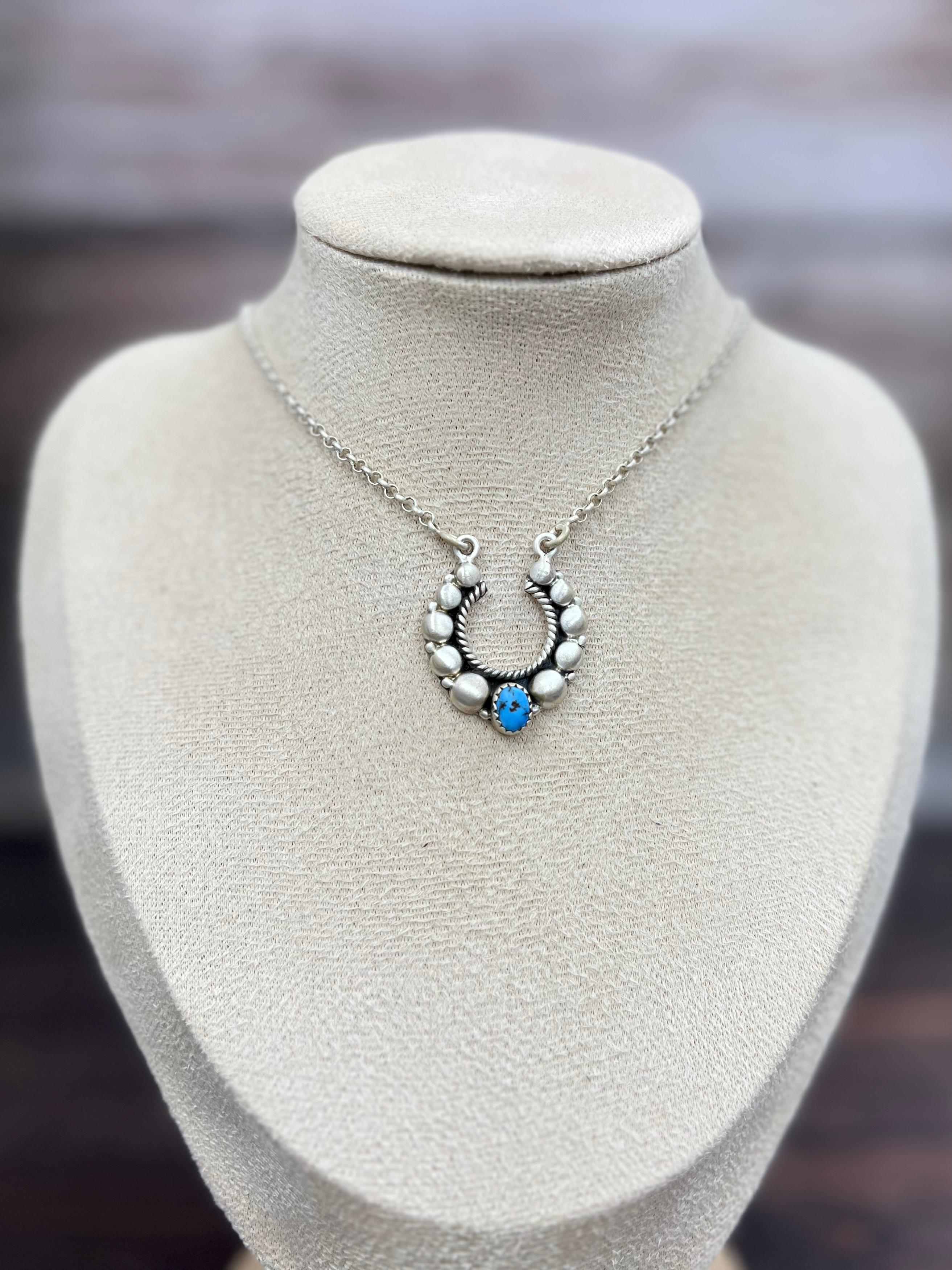 "Ball Collection" Handmade Sterling Silver Golden Hills Turquoise Necklace with Signed Nizhoni