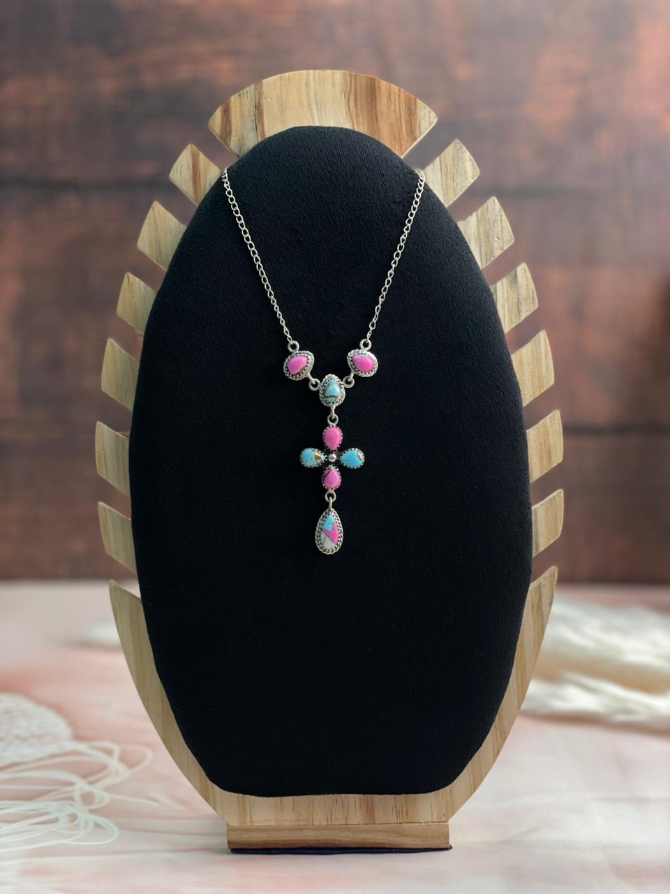 Handmade Sterling Silver Cotton Candy Necklace "Signed Nizhoni"
