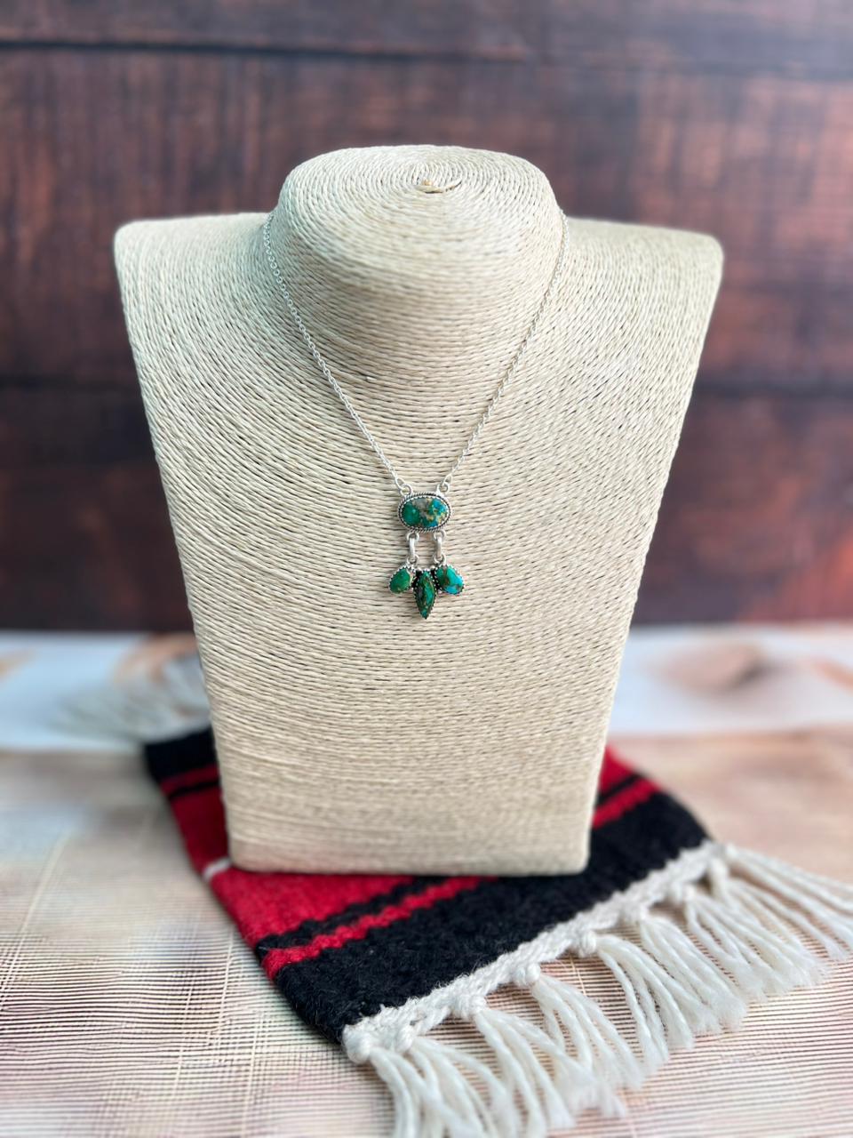 Handmade Sterling Silver Sonoran Mountain Turquoise Necklace "Signed Nizhoni"