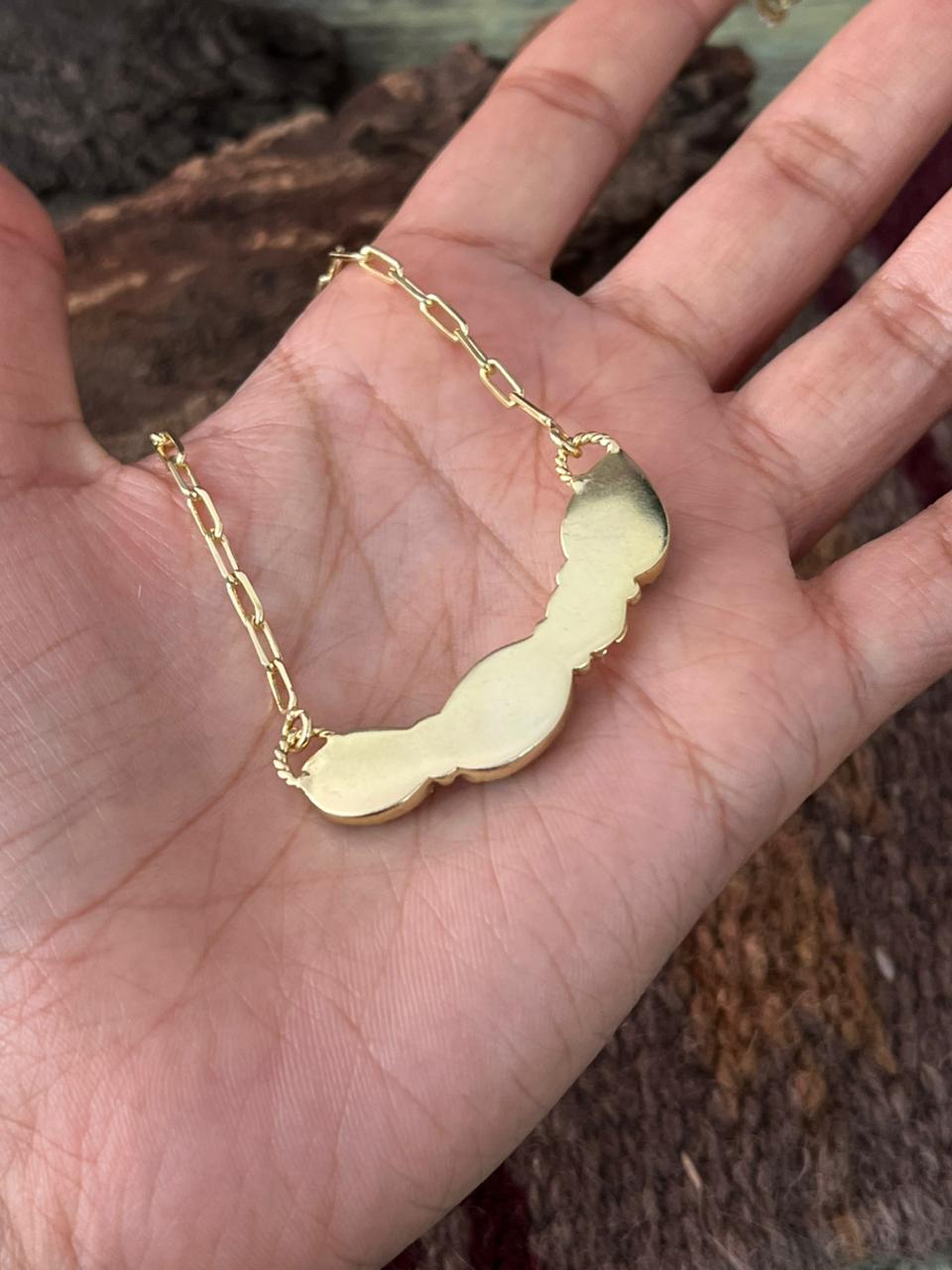 “The Golden Collection” Handmade Number 8 Turquoise with Gold Necklace