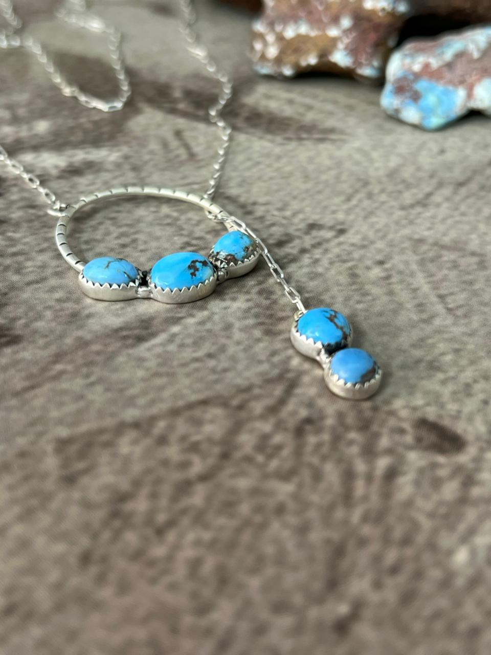 Handmade Sterling Silver Golden Hills Turquoise Necklace "Signed Nizhoni"