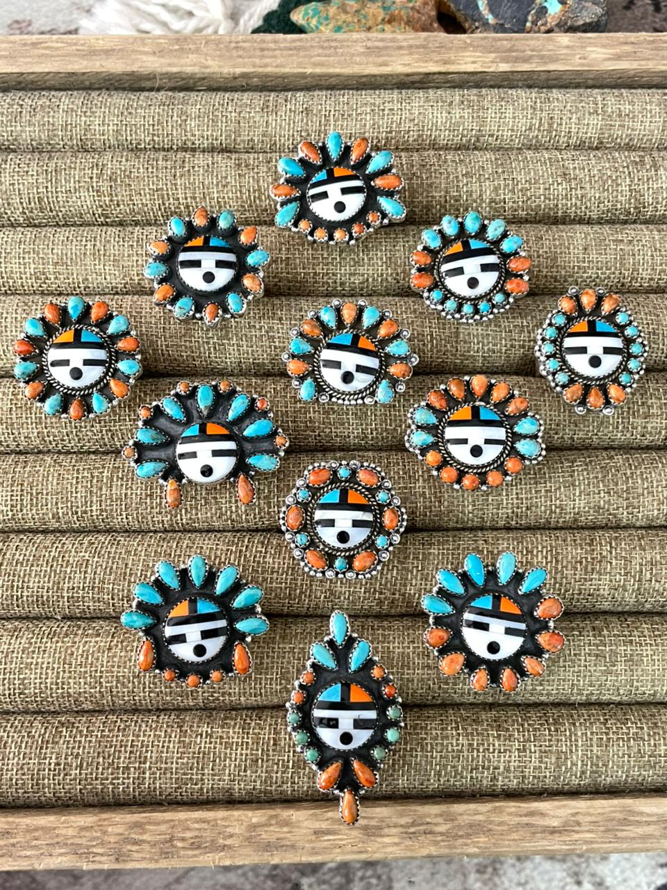 Handmade Sterling Silver Turquoise and MOP adjustable Ring "Signed Nizhoni"