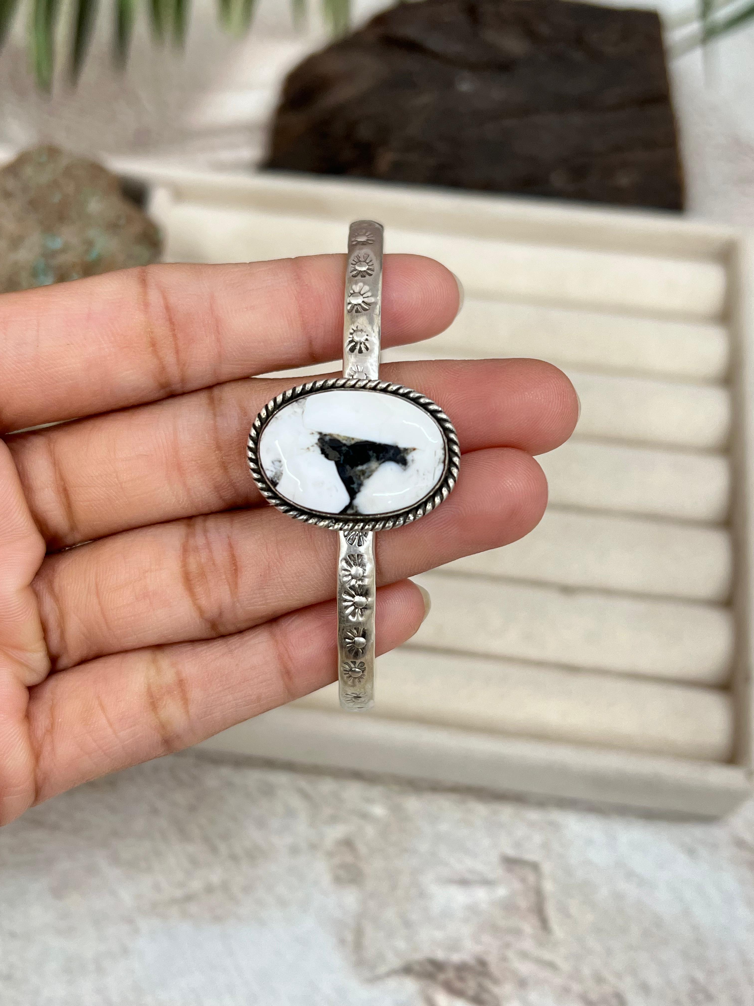 Handmade Sterling Silver Multi Stone Bracelet with Signed Nizhoni (3)