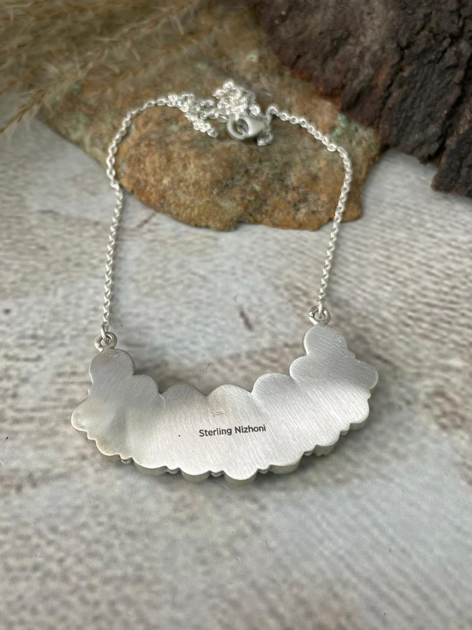 Handmade Sterling Silver Paloma Turquoise Necklace "Signed Nizhoni"