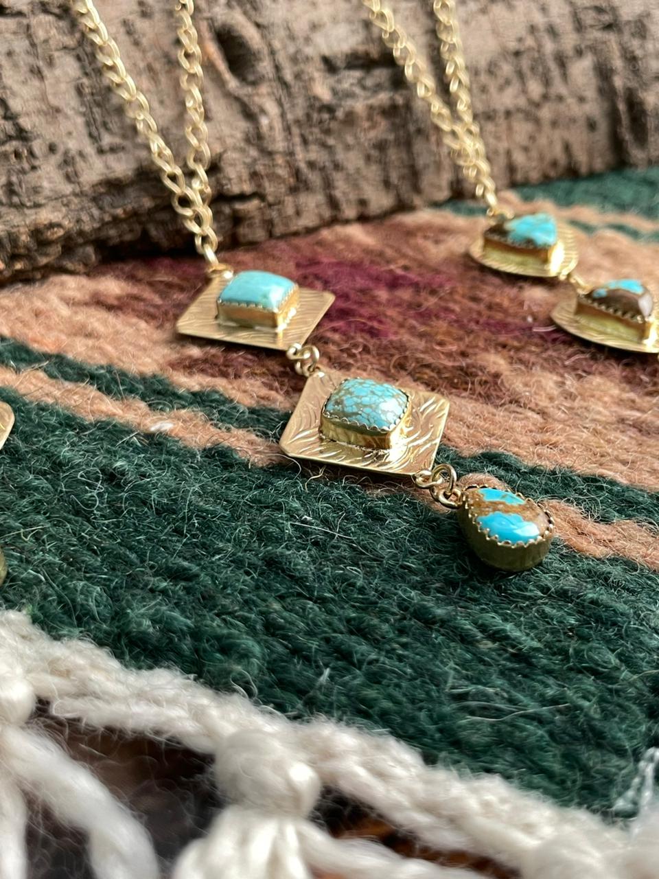 “The Golden Collection” Handmade Number 8 Turquoise with Gold Necklace