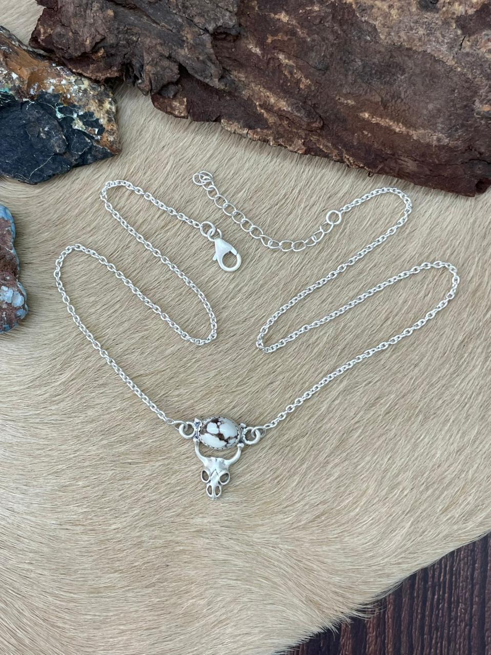 Handmade Sterling Silver Wildhorse Magnesite Necklace "Signed Nizhoni"