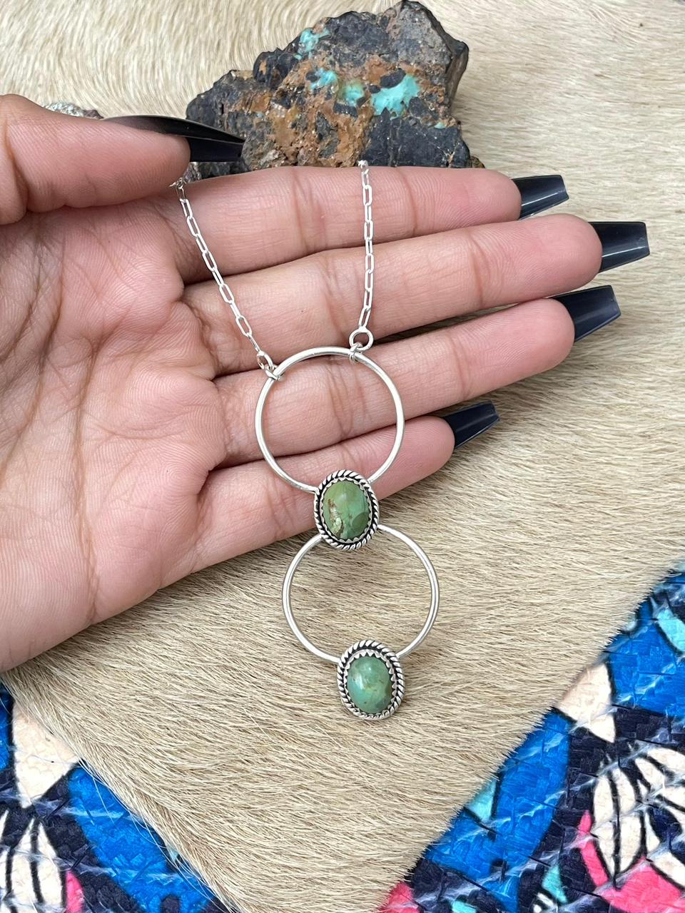 Handmade Sterling Silver Kingman Turquoise Necklace "Signed Nizhoni"