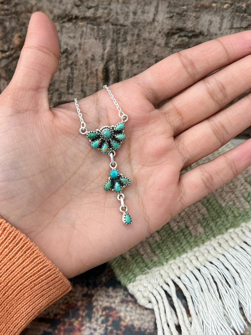 Handmade Sterling Silver Kingman Turquoise Necklace "Signed Nizhoni"