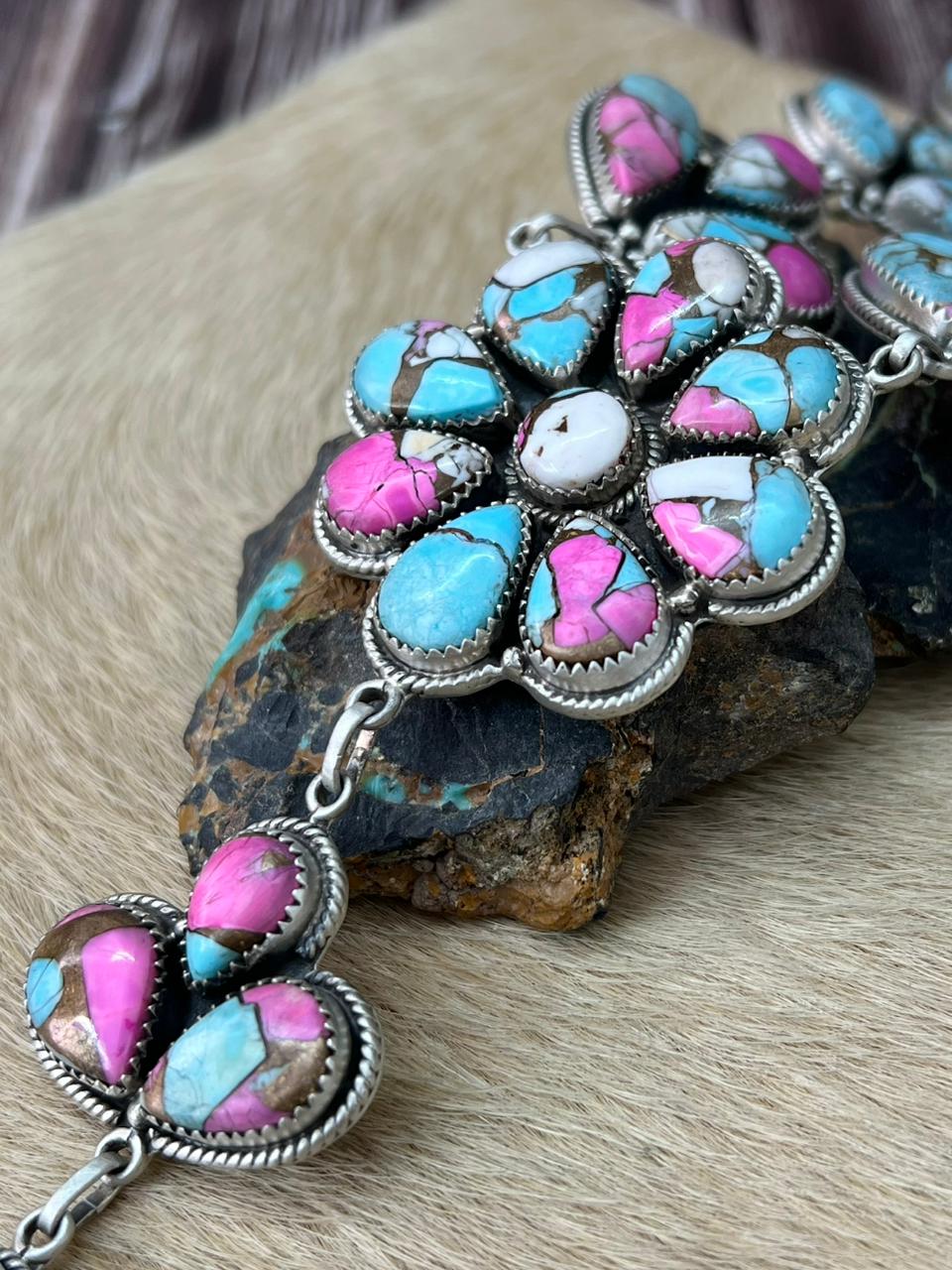 Handmade Sterling Silver Cotton Candy Necklace "Signed Nizhoni"