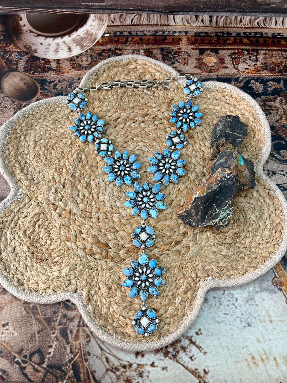 Handmade Sterling Silver Golden Hills with White Collection Necklace "Signed Nizhoni"