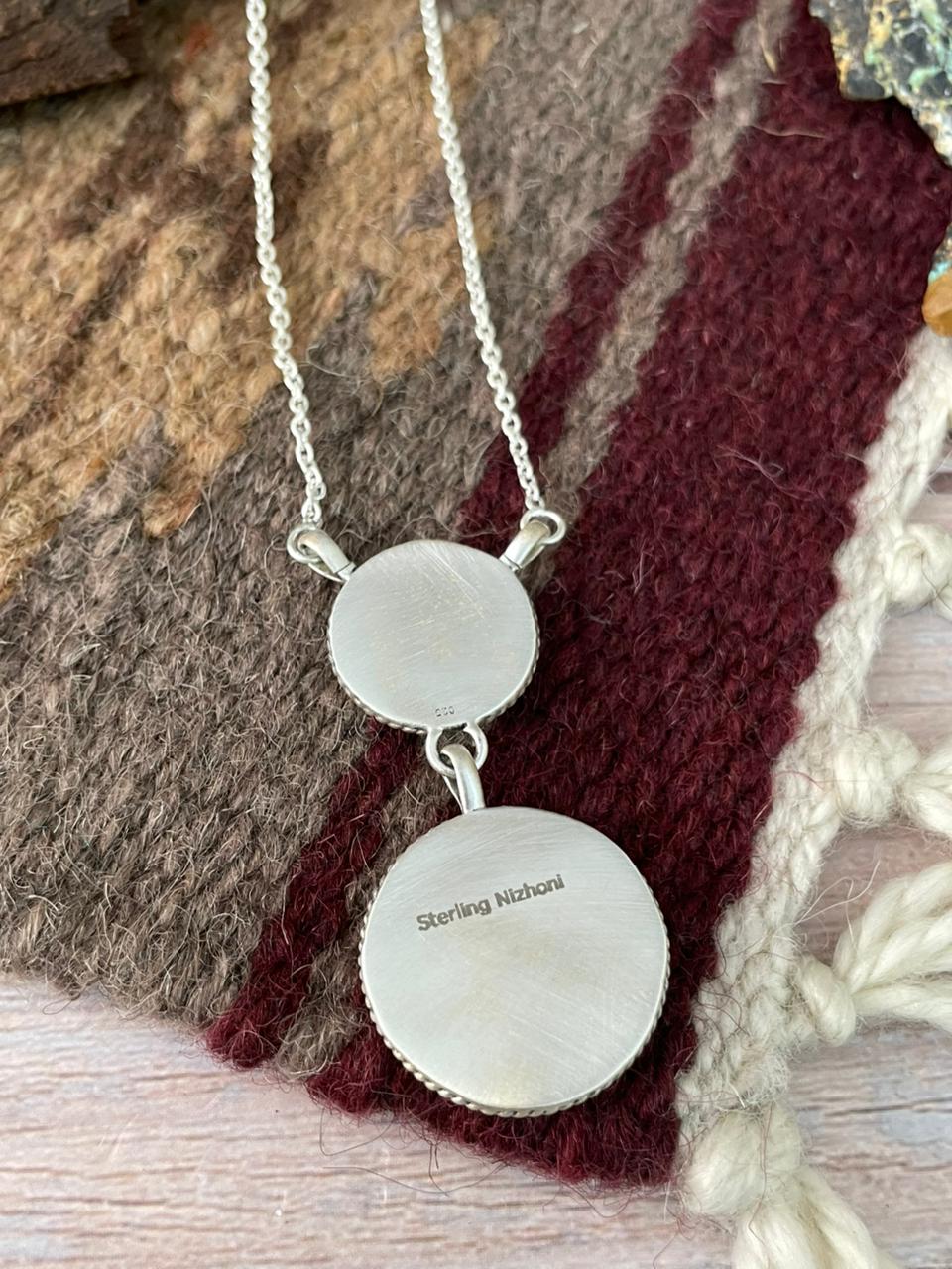 Handmade Sterling Silver Kingman Turquoise Necklace "Signed Nizhoni"