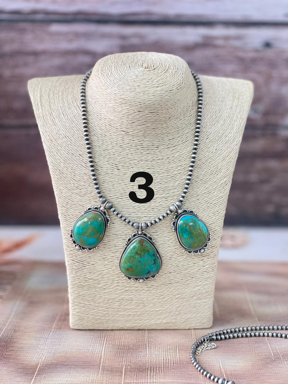 Handmade Sterling Silver Royston Turquoise Beaded Necklace "Signed Nizhoni"