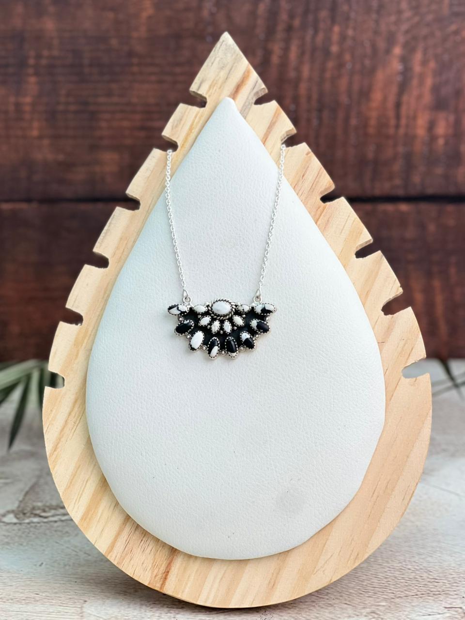 Handmade Sterling Silver White Buffalo Necklace "Signed Nizhoni"