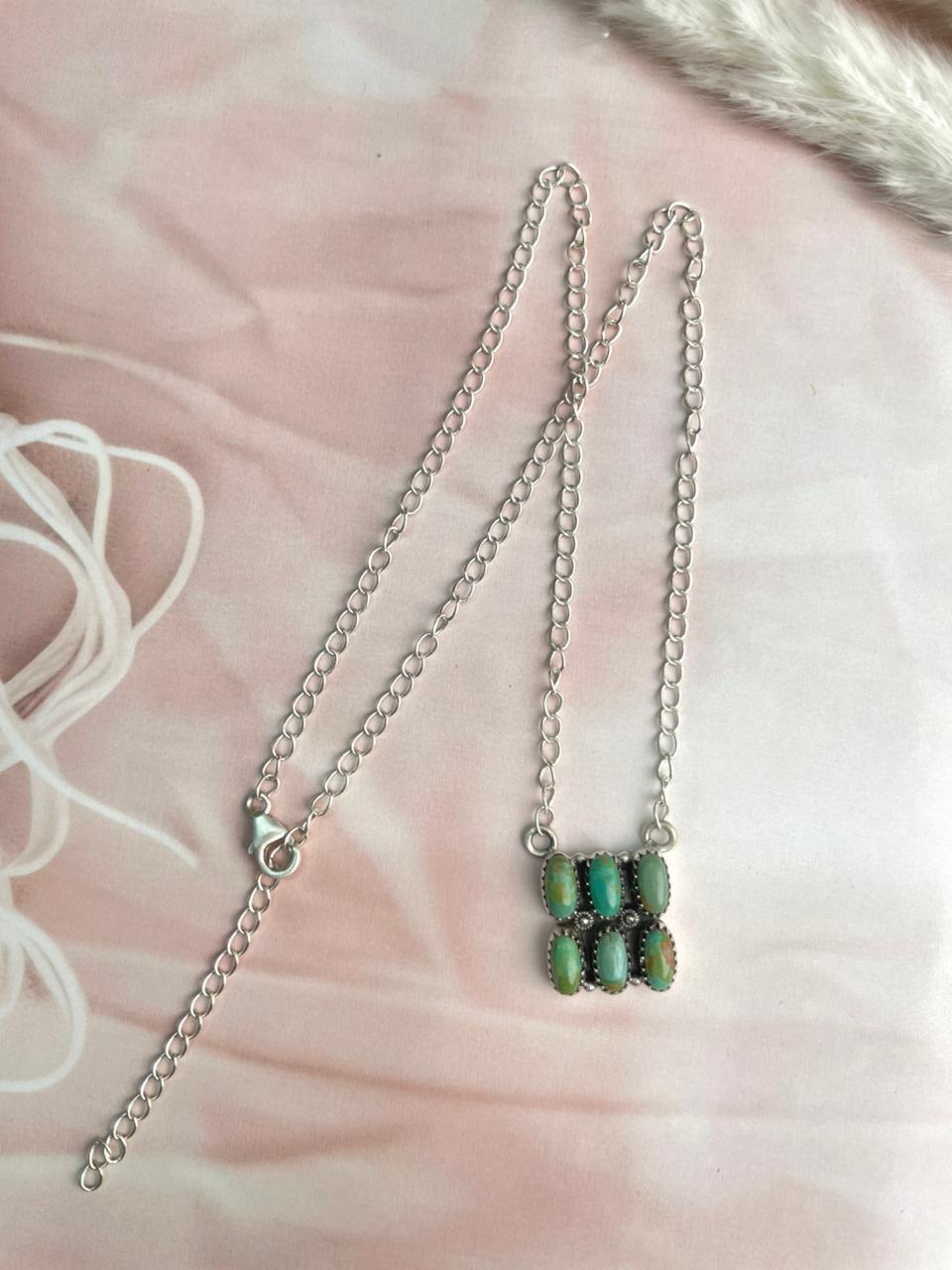 Handmade Sterling Silver Kingman Turquoise Necklace "Signed Nizhoni"