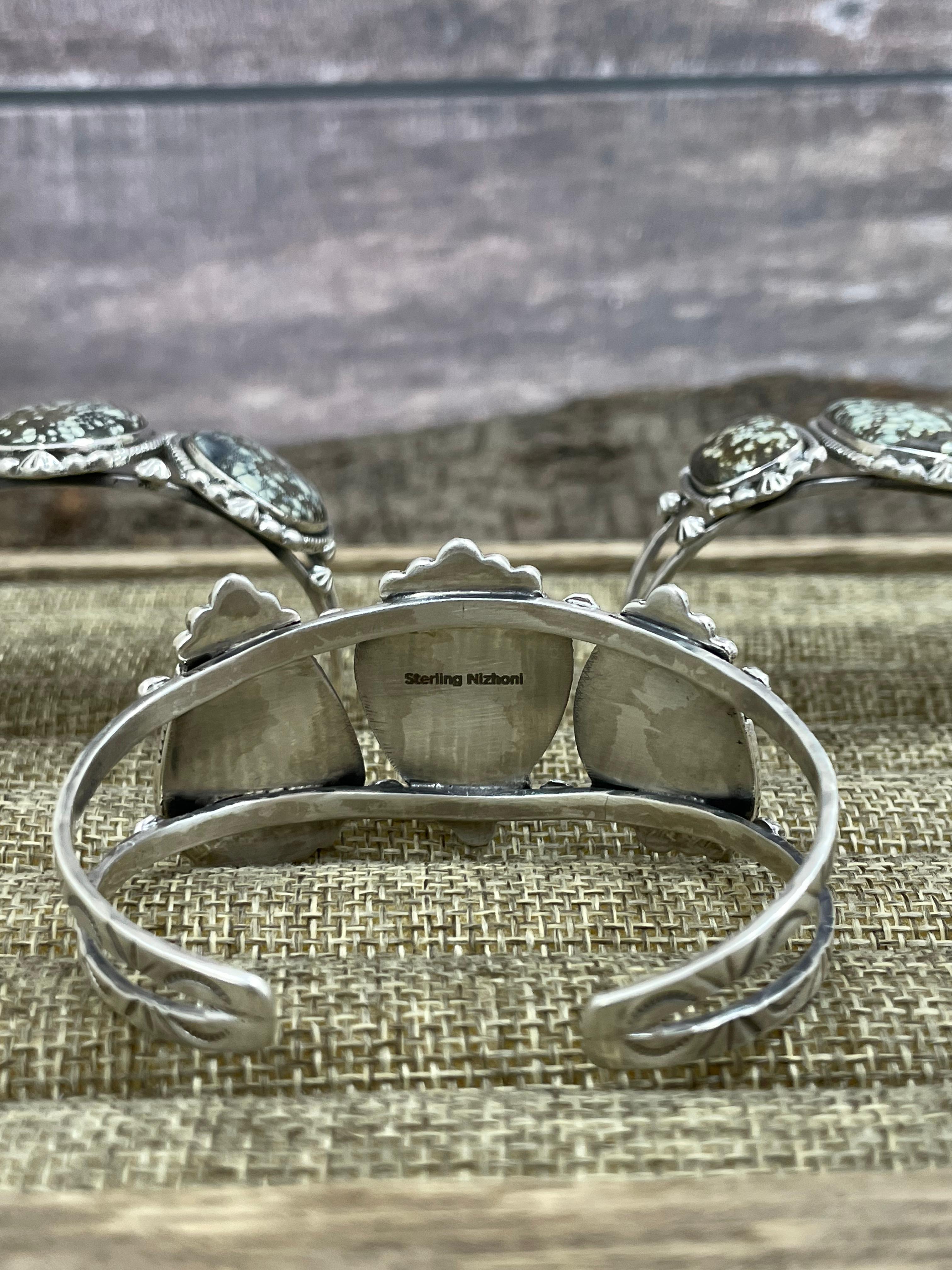 Handmade Sterling Silver Starfox Variscite Bracelet Signed Nizhoni