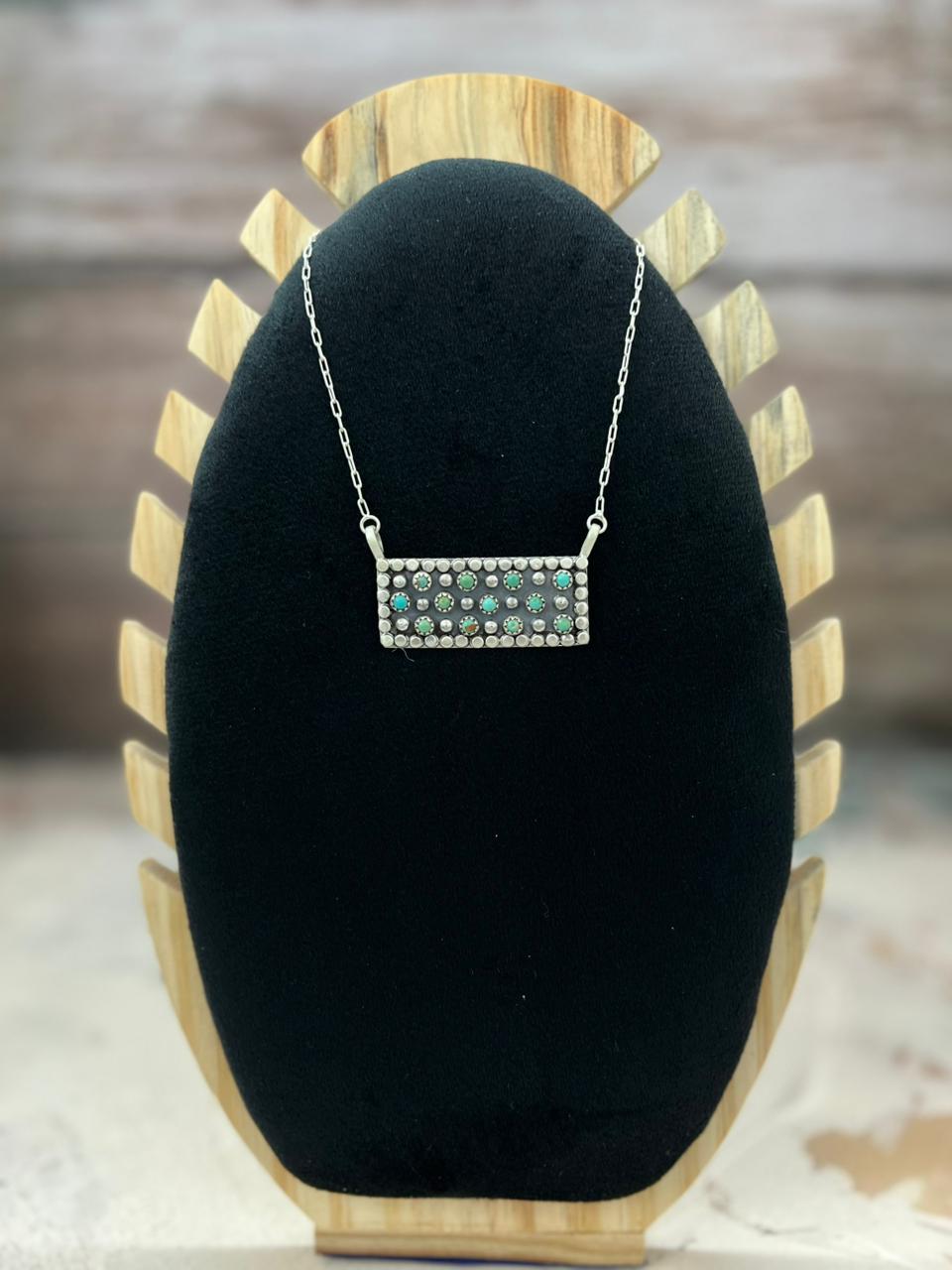 Handmade Sterling Silver Kingman Turquoise Necklace "Signed Nizhoni"