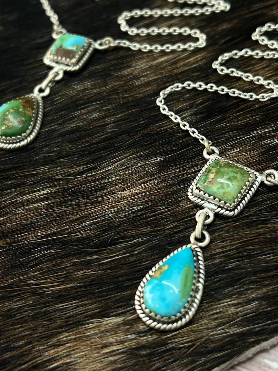 Handmade Sterling Silver Sonoran Mountain Turquoise Necklace "Signed Nizhoni"