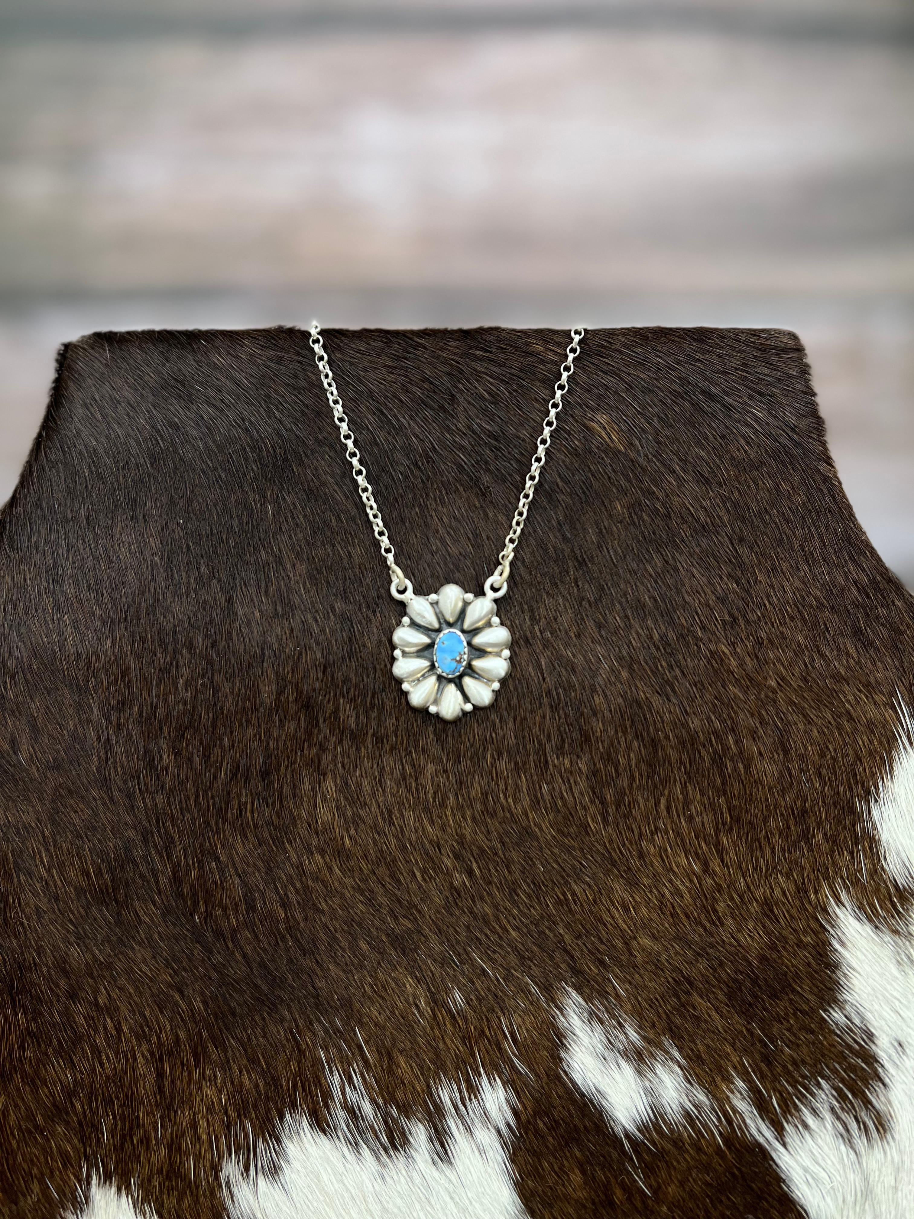 "Ball Collection" Handmade Sterling Silver Golden Hills Turquoise Necklace with Signed Nizhoni