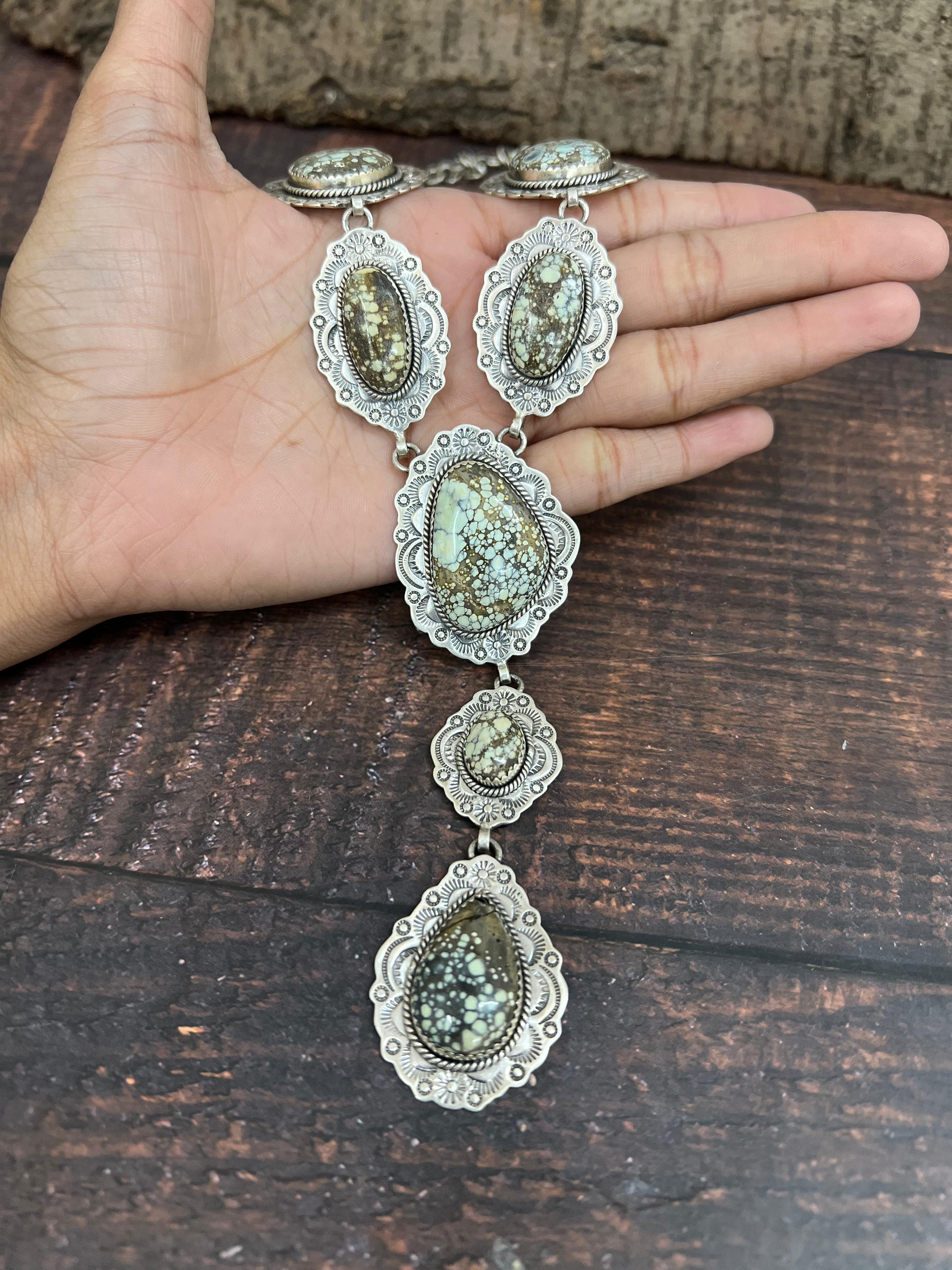 Handmade Sterling Silver Starfox Variscite Necklace Signed Nizhoni