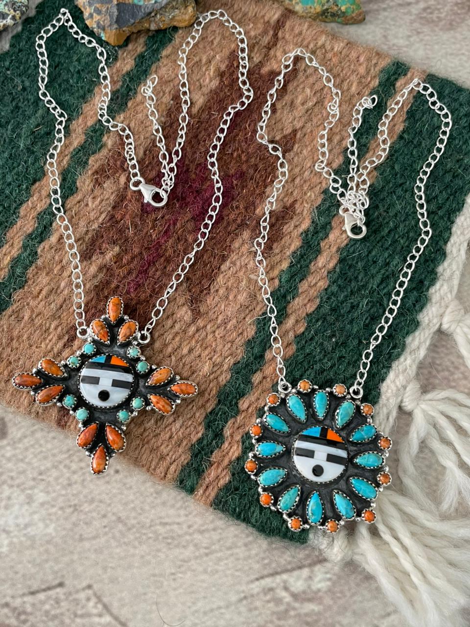 Handmade Sterling Silver Turquoise and MOP Necklace "Signed Nizhoni"