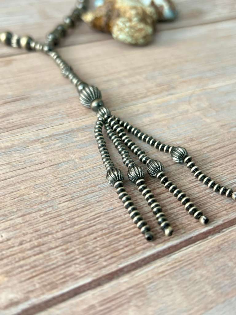 Handmade Sterling Silver Beaded Necklace with Signed Nizhoni (7)