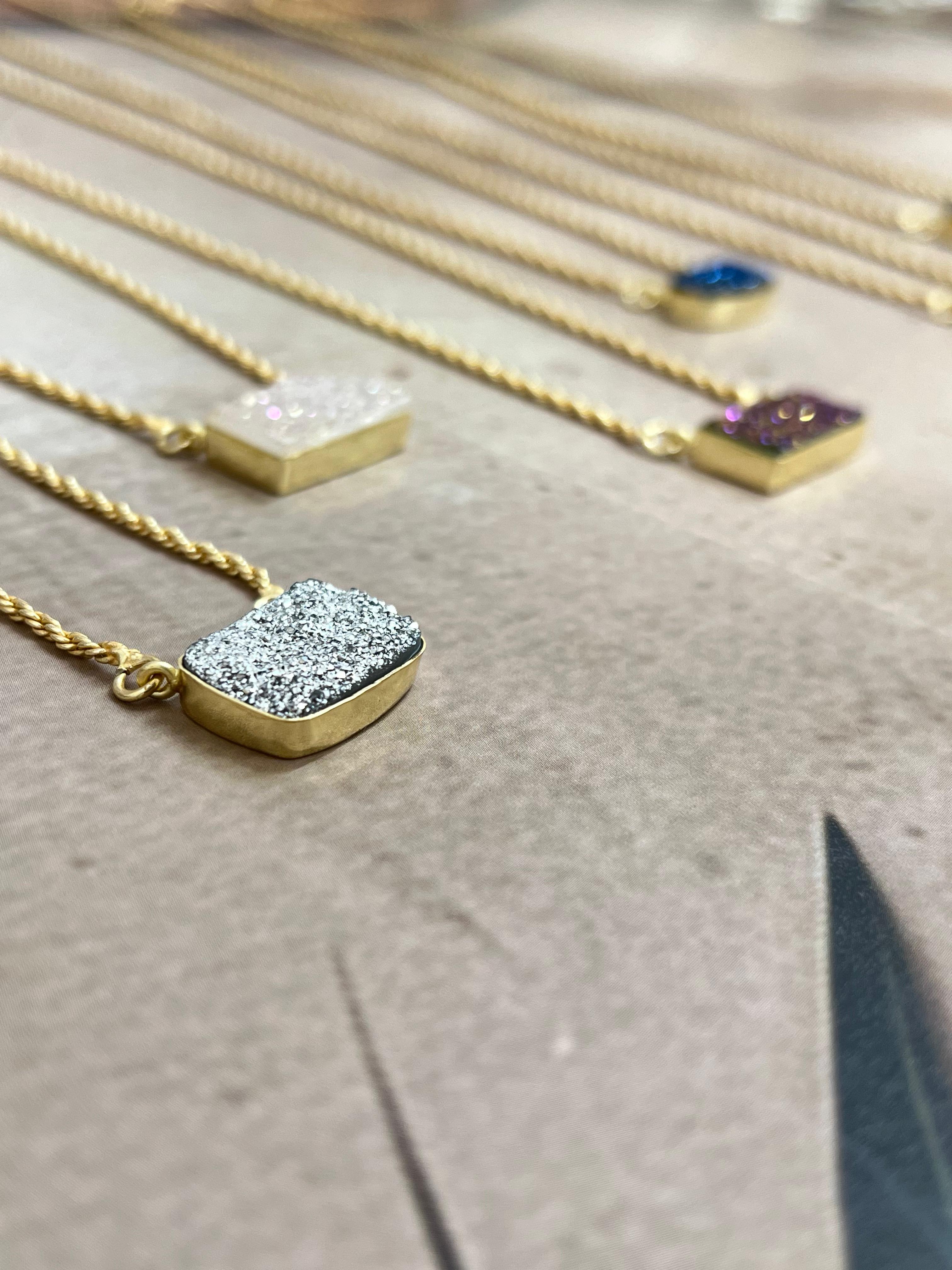 “The Boho Collection” Handmade Druzy Rope Braided Necklace 6 Colors