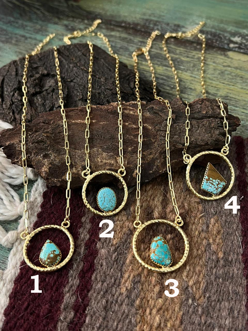 “The Golden Collection” Handmade Number 8 Turquoise with Gold Necklace