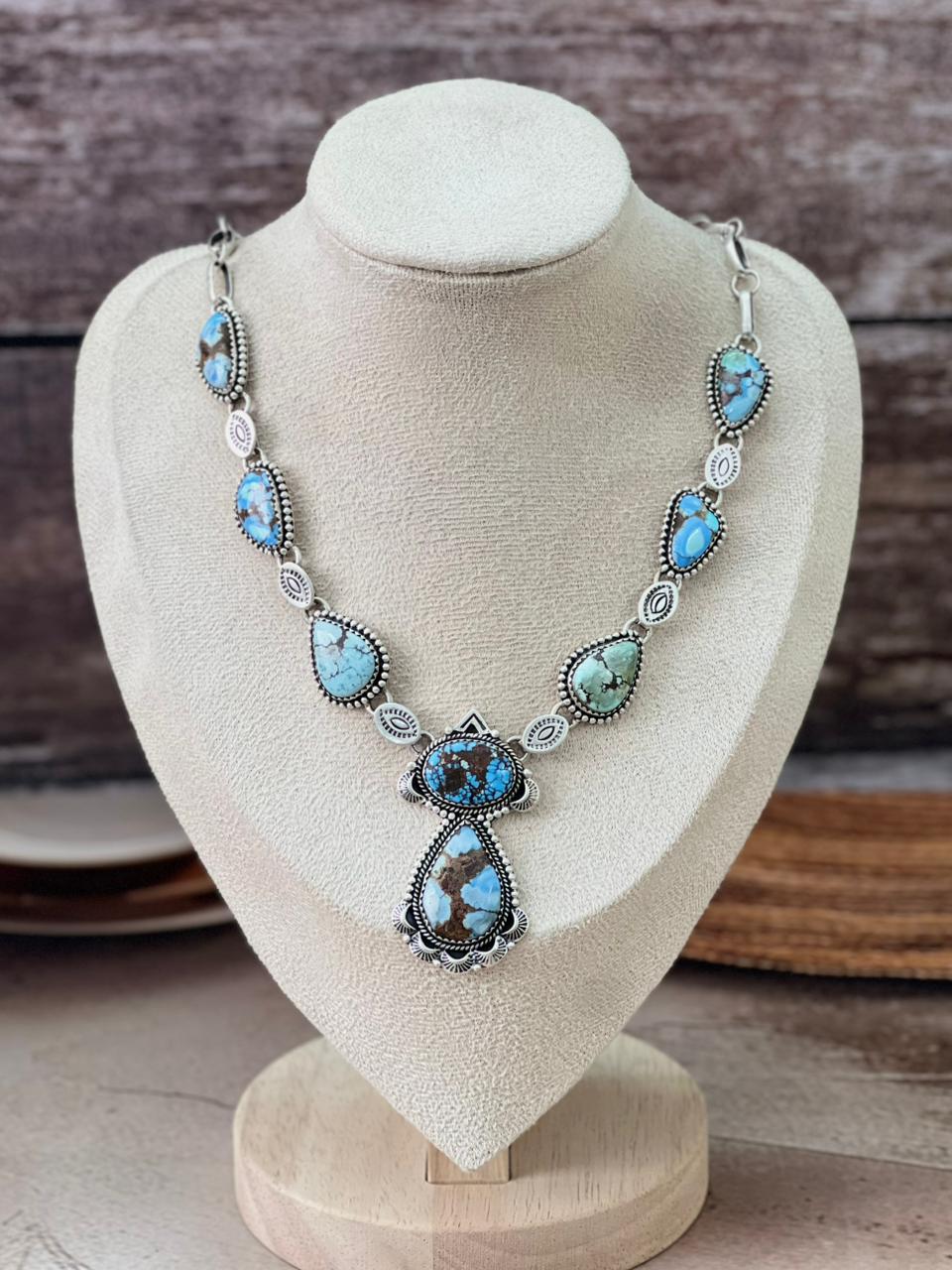 Handmade Sterling Silver Multi Stone Necklace "Signed Nizhoni"