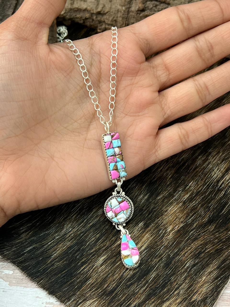 Handmade Sterling Silver Cotton Candy Necklace "Signed Nizhoni"