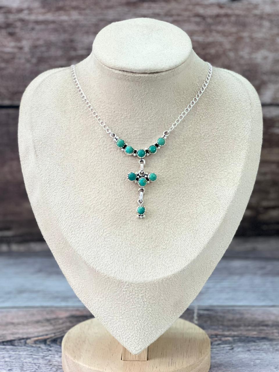 Handmade Sterling Silver Kingman Turquoise Necklace "Signed Nizhoni"