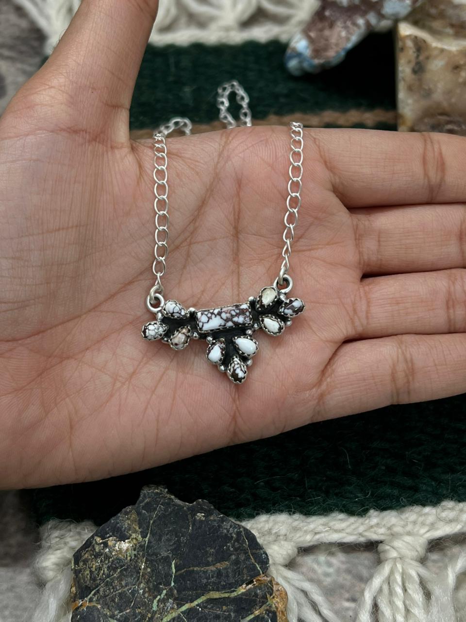 Handmade Sterling Silver Wild Horse Magnesite Necklace "Signed Nizhoni"