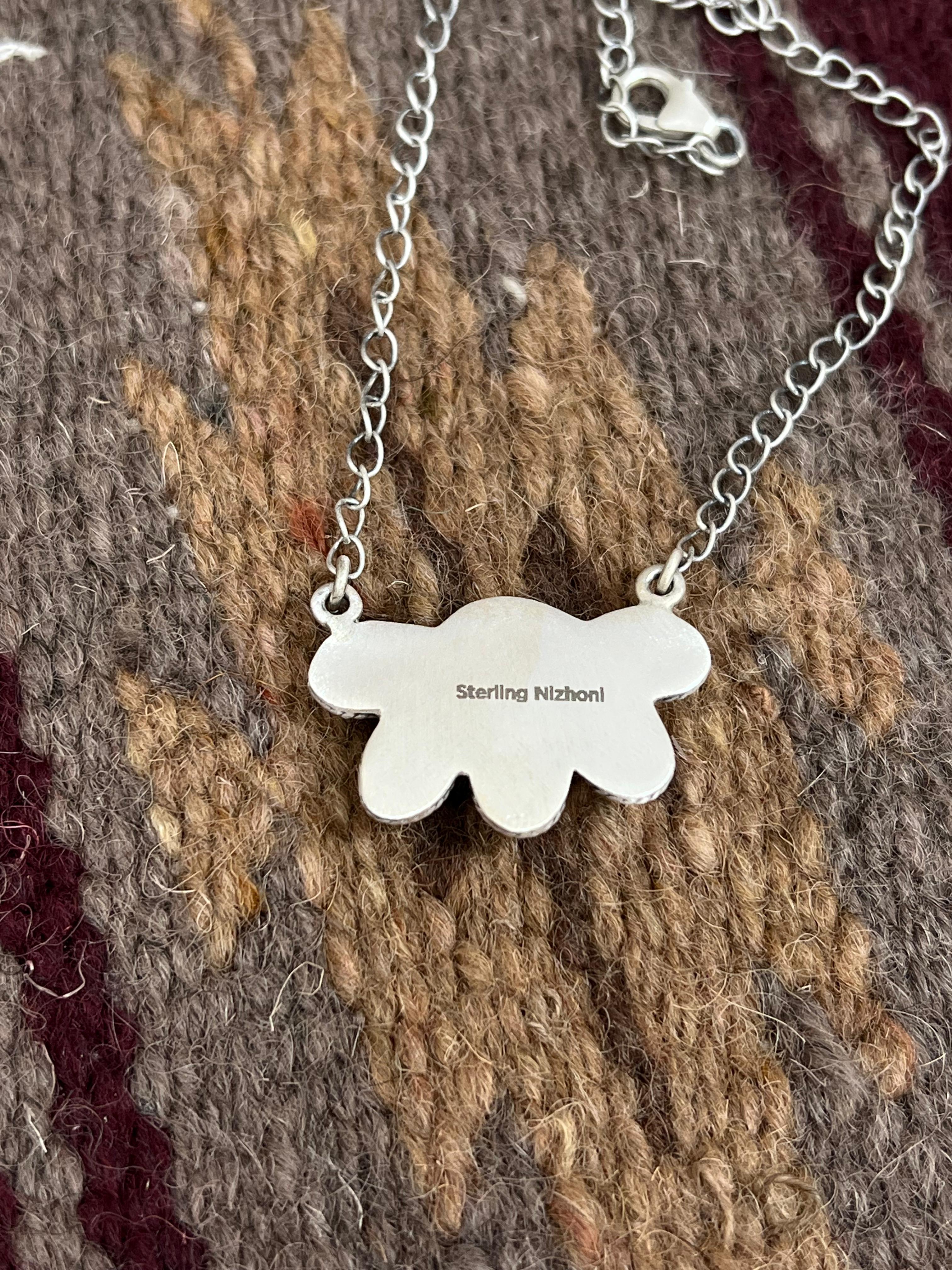 Christmas Collection Handmade Sterling Silver Coral with Peridot Necklace with Signed Nizhoni