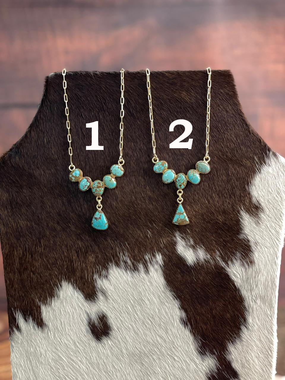 “The Golden Collection” Handmade Number 8 Turquoise with Gold Drop Necklace