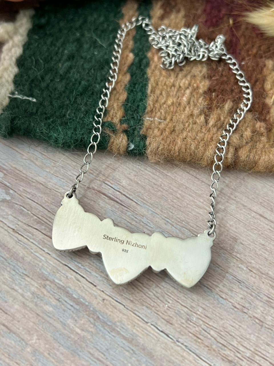Handmade Sterling Silver Mint Dahlia Collection: Heart Necklace "Signed Nizhoni"